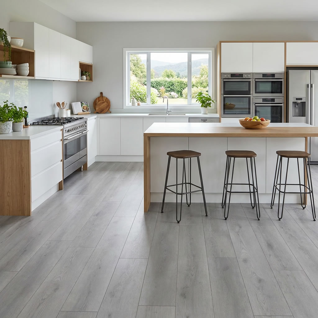 NZCORE Special Light Glacier Grey is a bright and modern SPC flooring and hybrid flooring design created to enhance light-filled living spaces.