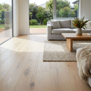 Antique-inspired white oak flooring brings together the softness of natural timber tones with the timeless atmosphere of handcrafted wood interiors. Gentle grain movement, organic knots, and subtle texture variation allow each plank to reflect the authentic beauty of real oak, creating a calm and welcoming foundation throughout the home.