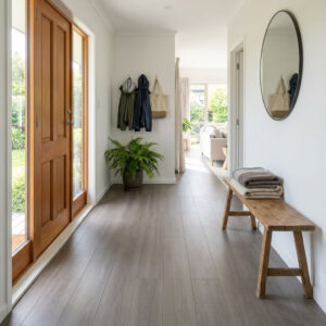 Clutha Oak is a refined laminate flooring solution that seamlessly blends the rustic charm of weathered timber with the fresh elegance of contemporary design.