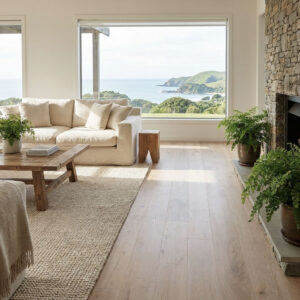 Oak Nature Augustin Parquet White Oak parquet wood flooring Refined white oak parquet showcases a cream-toned, double-stained finish paired with a white, brushed surface that accentuates the natural grain