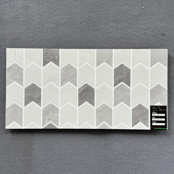 The GPC63001K 300x600mm ceramic wall tile offers a striking combination of geometry and texture, ideal for creating visual interest in contemporary bathrooms and interiors.