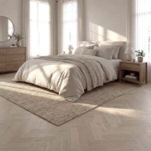 Engineered Wood Herringbone – Nelson White HB-01 Nelson White HB-01 is a European oak engineered herringbone flooring designed to create a bright, clean, and refined interior atmosphere.