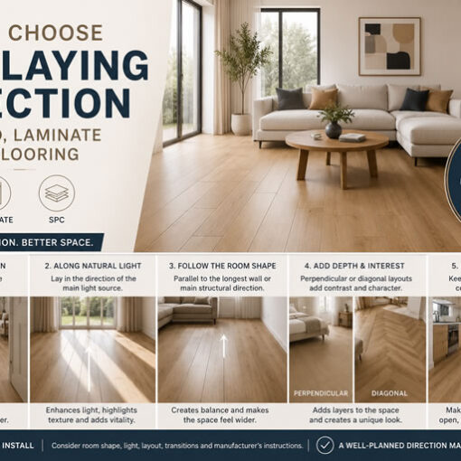 When installing wood, laminate, or SPC flooring, most people focus on the colour, texture, plank size, and product type. However, the laying direction is also very important.