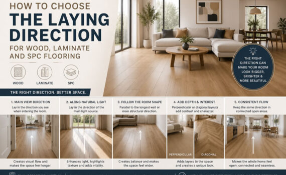 When installing wood, laminate, or SPC flooring, most people focus on the colour, texture, plank size, and product type. However, the laying direction is also very important.