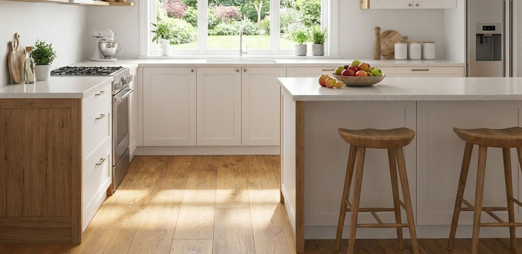 This decor features a warm rustic oak colour with rich golden brown and natural amber tones, creating a classic and character-filled timber appearance.
