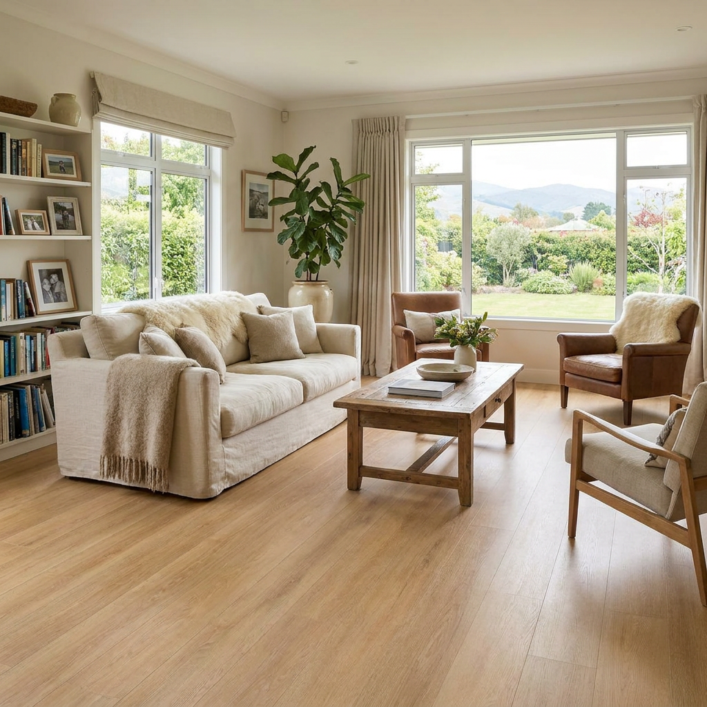 Krono Natural Light Oak laminate flooring presents a clean and elegant interpretation of classic European oak.