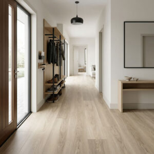 NZCORE Morning Oak 8mm SPC flooring captures the warmth and tranquillity of natural European Oak through a soft, contemporary colour palette inspired by the gentle light of early morning.