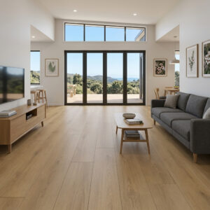 Sunrise Oak Hybrid Flooring captures the warmth and natural beauty of Oak through a soft, light-toned colour palette inspired by the first light of a New Zealand morning.