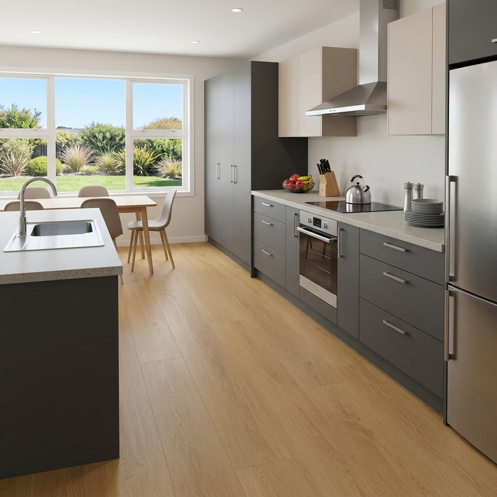 NZCORE Harvest Oak 8mm Hybrid Flooring captures the warmth and richness of natural European Oak through a beautifully balanced colour palette inspired by the golden tones of the harvest season