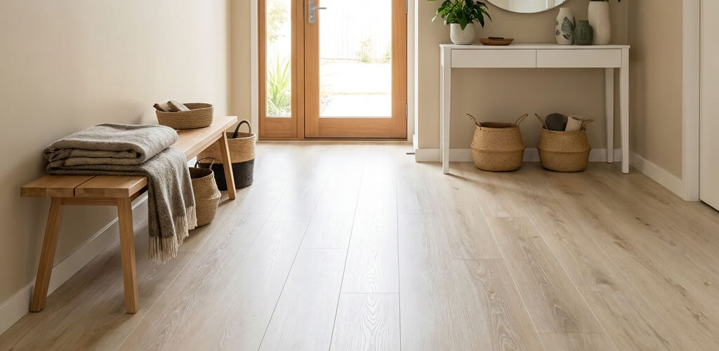 The 6.5mm Luxury SPC Hybrid Flooring in Natural Oak captures the warmth and authenticity of real timber with its soft beige tone and natural knot detailing.