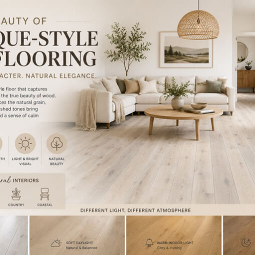 Antique-style wood flooring has become a popular choice for homeowners who want a floor with character, warmth, and a sense of timeless beauty. Unlike a plain modern surface, an antique-style floor carries a more textured and natural appearance, giving the space a softer and more lived-in feeling.