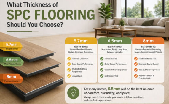 Choosing SPC flooring by thickness sounds simple at first. Pick the thickest board your budget allows, and you are done. In practice, it is more nuanced than that.